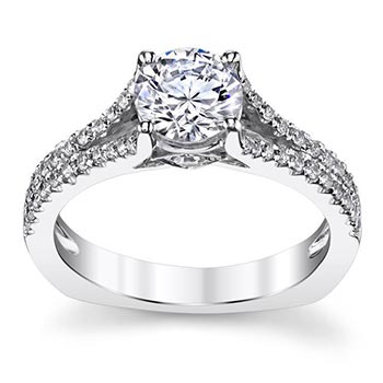 White gold engagement ring with Euro shank style mounting