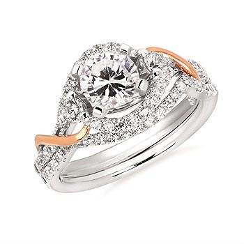 White and Rose gold engagement ring with diamonds
