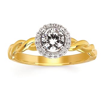 Yellow and white gold engagement ring with round diamond