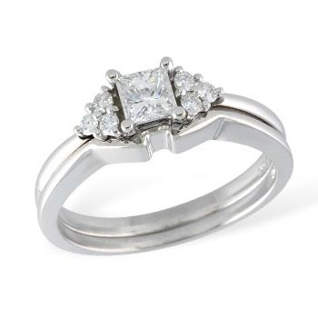 white gold engagement ring with center and mounting diamonds