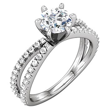 unique shaped white gold engagement ring with large center diamond ring