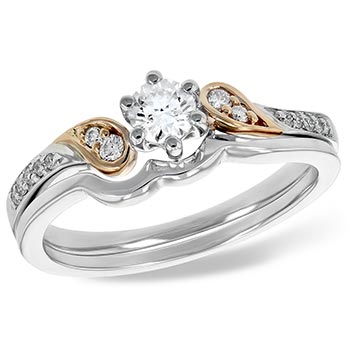 rose and white gold engagement ring with diamonds