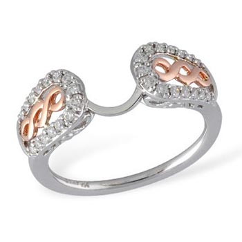 Rose and white gold wedding band with diamonds