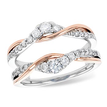 Rose and white gold wedding band with diamonds